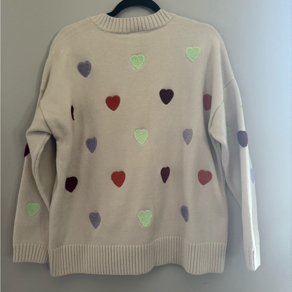 ModCloth Fuzzy Heart V-Neck Sweater XL - Picture 3 of 6